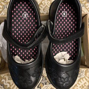 JABASIC Girls Mary Jane Dress Shoes Strap School, Black-2,  Kids Size 8